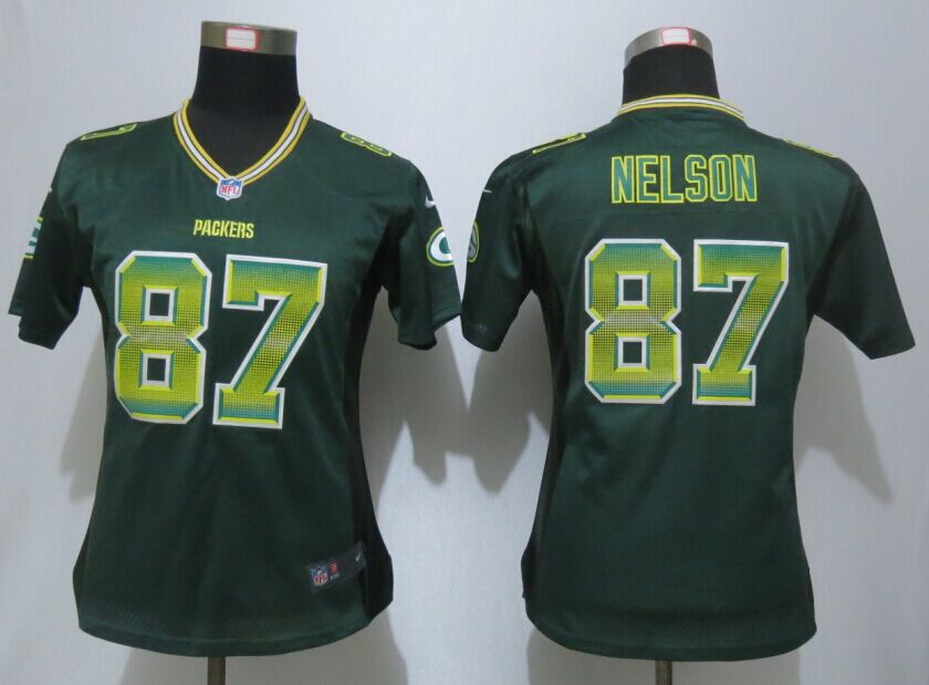 Nike Packers 87 Jordy Nelson Green Pro Line Fashion Strobe Women Jersey