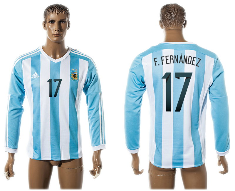 2015-16 Argentina 17 F.FERNANDEZ Home Long Sleeve Thailand Jersey
