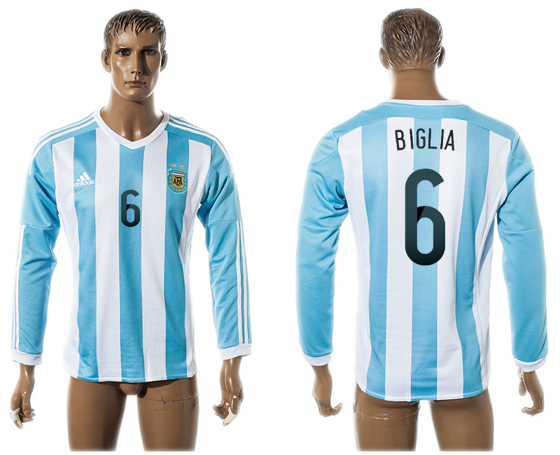 2015-16 Argentina 6 BIGLIA Home Long Sleeve Thailand Jersey