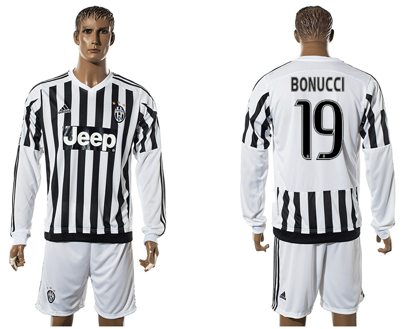 2015-16 Juventus 19 BONUCCI Home Long Sleeve Jersey