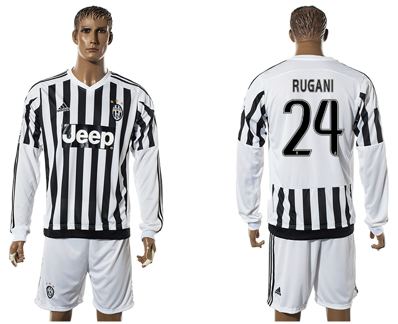 2015-16 Juventus 24 RUGANI Home Long Sleeve Jersey