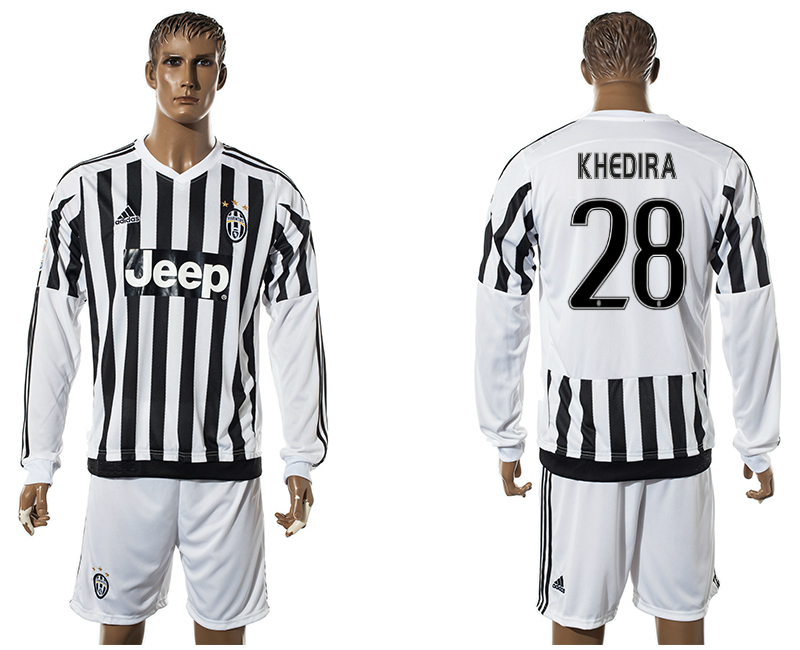 2015-16 Juventus 28 KHEDIRA Home Long Sleeve Jersey