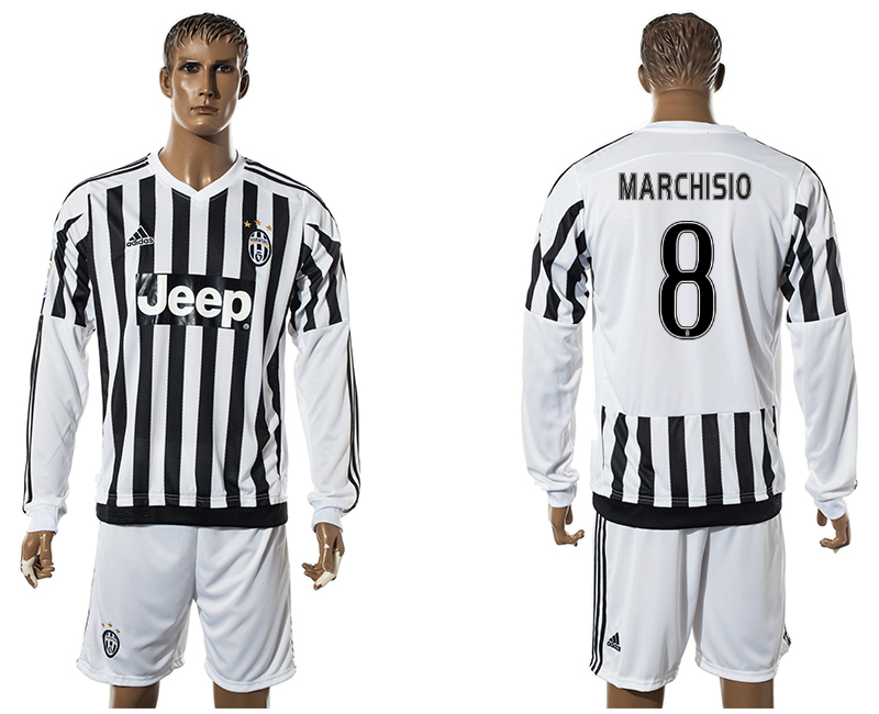 2015-16 Juventus 8 MARCHISIO Home Long Sleeve Jersey