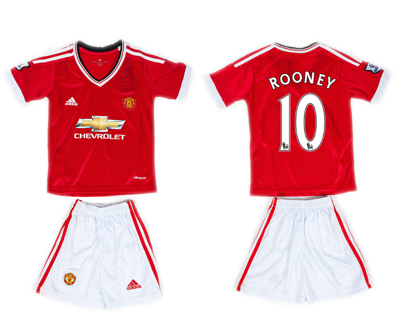 2015-16 Manchester United 10 ROONEY Home Youth Jersey