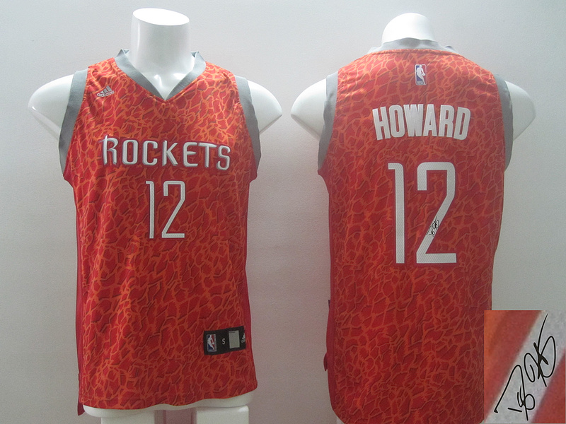 Rockets 12 Howard Red Crazy Light Signature Edition Jerseys