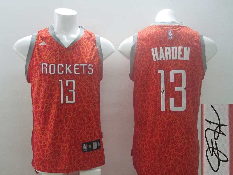 Rockets 13 Harden Red Crazy Light Signature Edition Jerseys