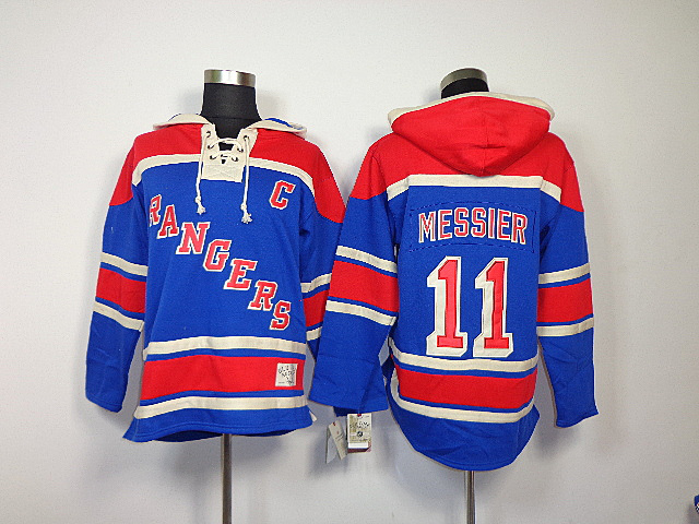 Rangers 11 Messier Blue Hooded Jerseys - Click Image to Close
