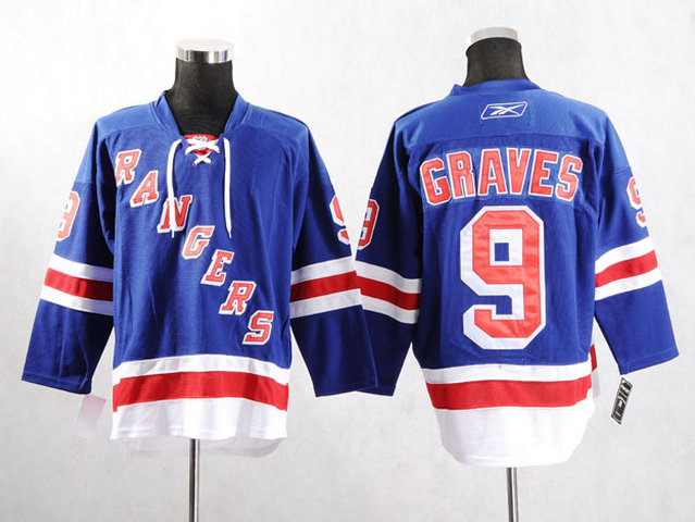 Rangers 9 Graves Blue New Jerseys