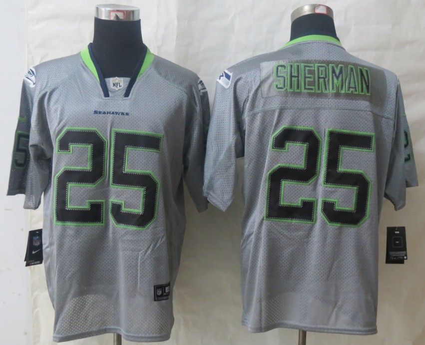 Nike Seahawks 25 Sherman New Lights Out Grey Elite Jerseys