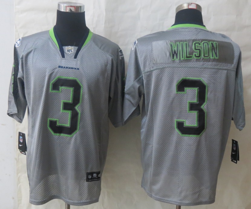 Nike Seahawks 3 Wilson New Lights Out Grey Elite Jerseys