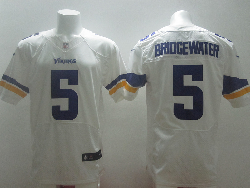 Nike Vikings 5 Bridgewater White Elite Jerseys