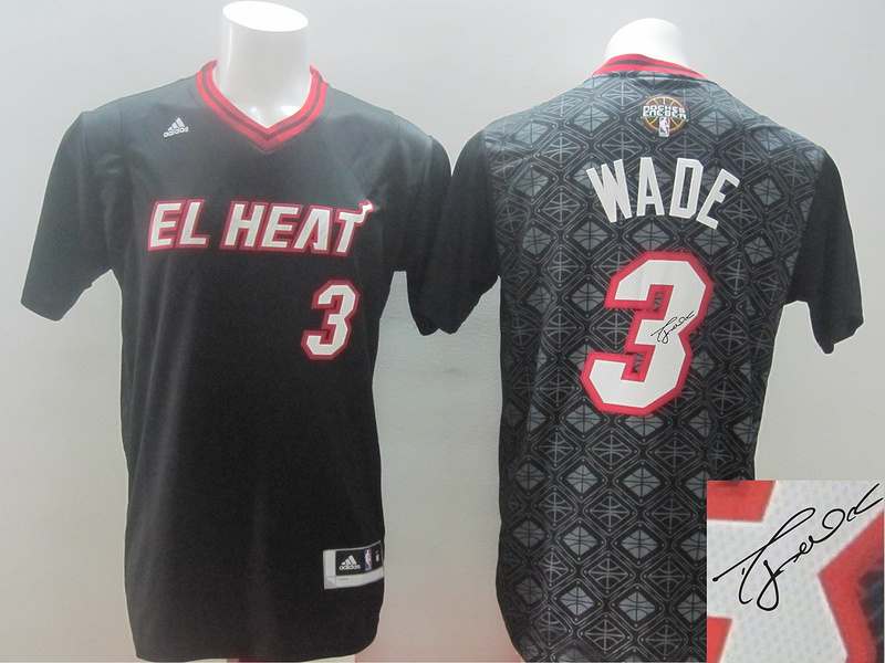 Heat 3 Wade Black Latin Night Signature Edition Jerseys
