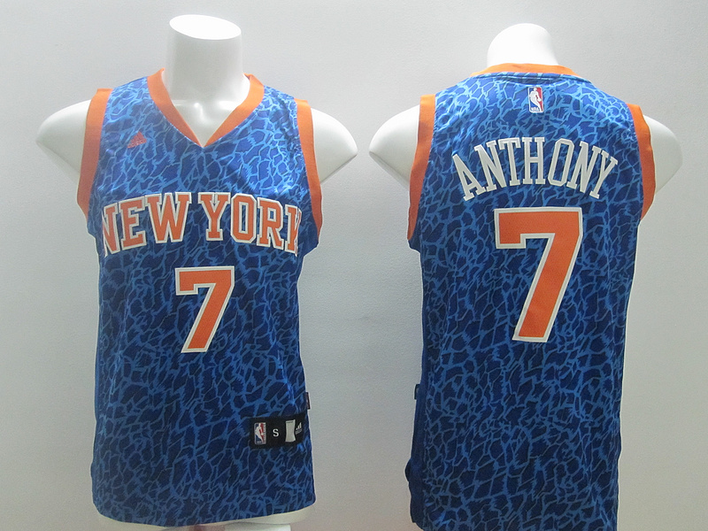 Knicks 7 Anthony Blue Crazy Light Jerseys