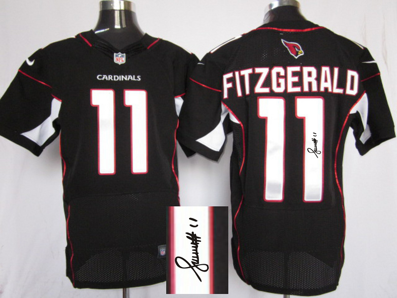 Nike Cardinals 11 Fitzgerald Black Signature Edition Elite Jerseys