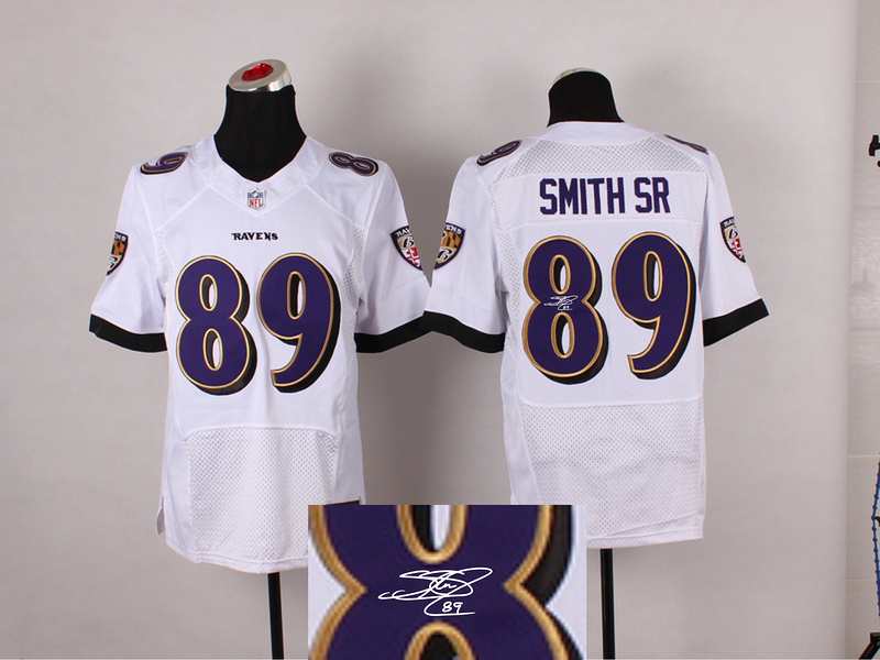 Nike Ravens 89 Smith Sr White Signature Edition Elite Jersey