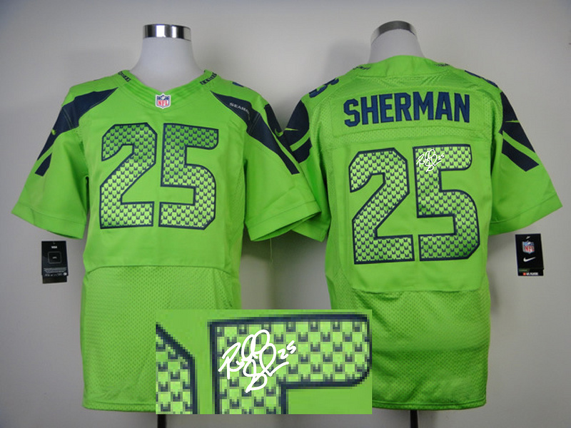 Nike Seahawks 25 Sherman Green Signature Edition Elite Jerseys