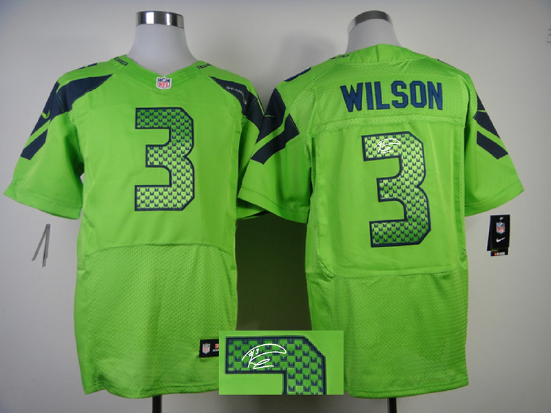 Nike Seahawks 3 Wilson Green Signature Edition Elite Jerseys