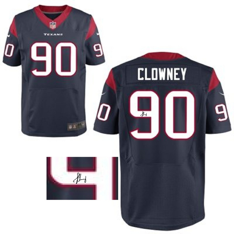 Nike Texans 90 Clowney Blue Signature Edition Elite Jerseys