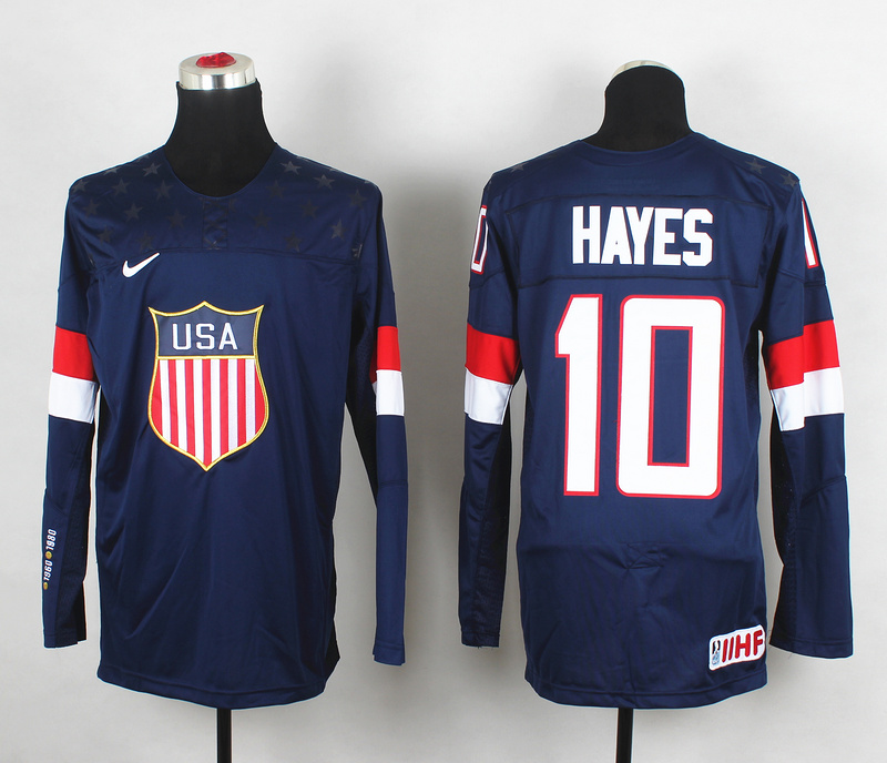 USA 10 Hayes Blue 2014 Olympics Jerseys