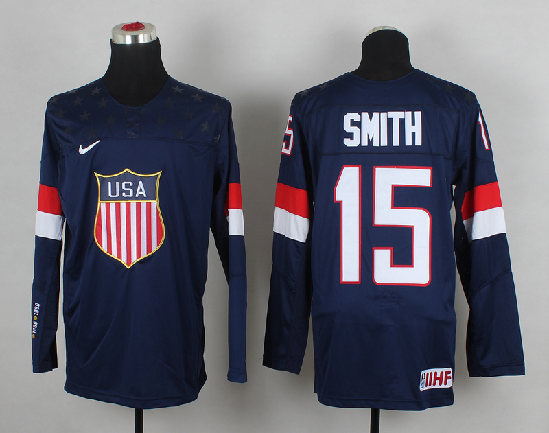 USA 15 Smith Blue 2014 Olympics Jerseys