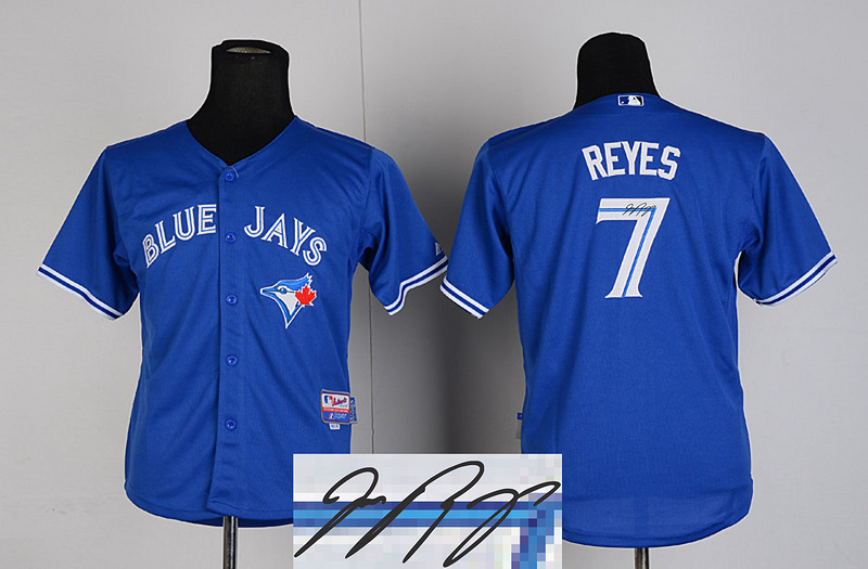 Blue Jays 7 Reyes Blue Youth Signature Edition Jerseys