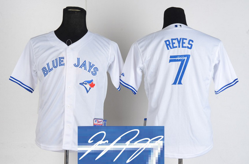 Blue Jays 7 Reyes White Youth Signature Edition Jerseys