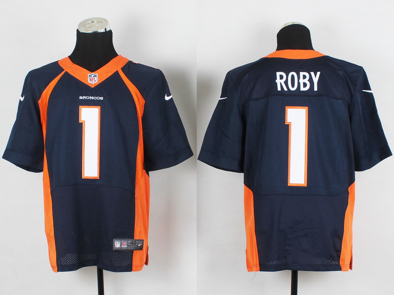 Nike Broncos 1 Roby Blue Elite Jersey
