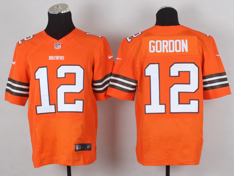 Nike Browns 12 Gordon Orange Elite Jersey