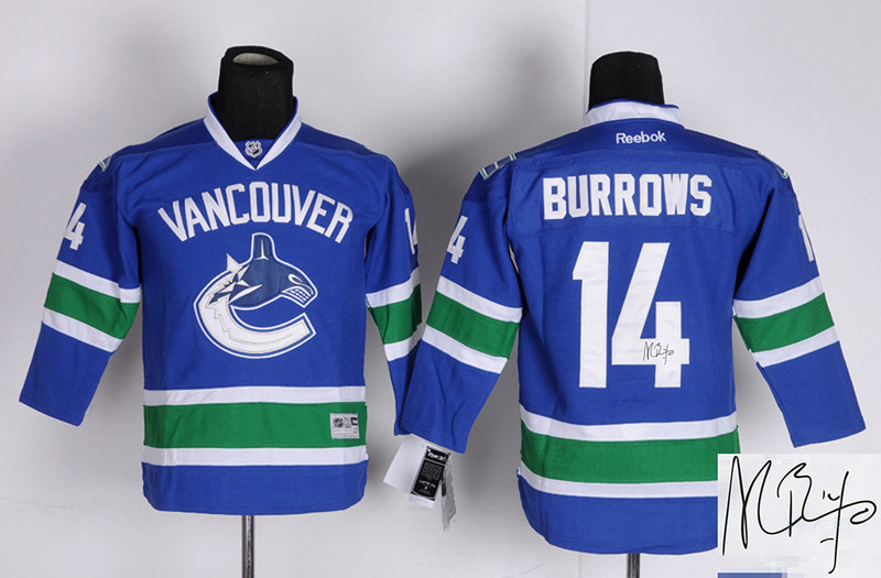 Canucks 14 Burrows Blue Signature Edition Youth Jerseys