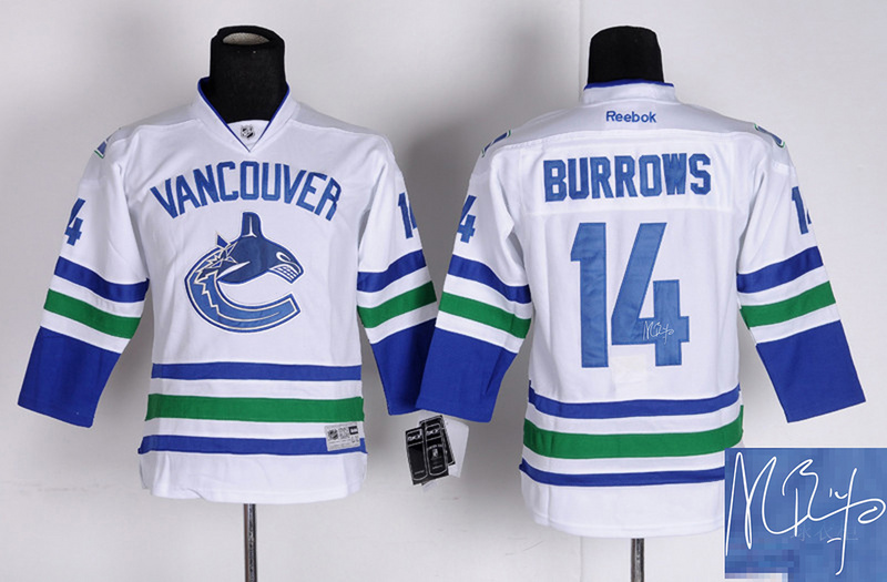 Canucks 14 Burrows White Signature Edition Youth Jerseys