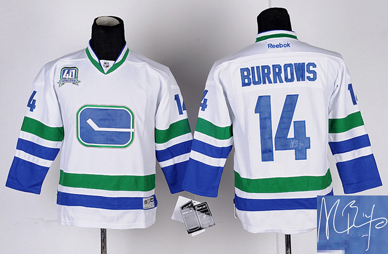 Canucks 14 Burrows White Third Signature Edition Youth Jerseys