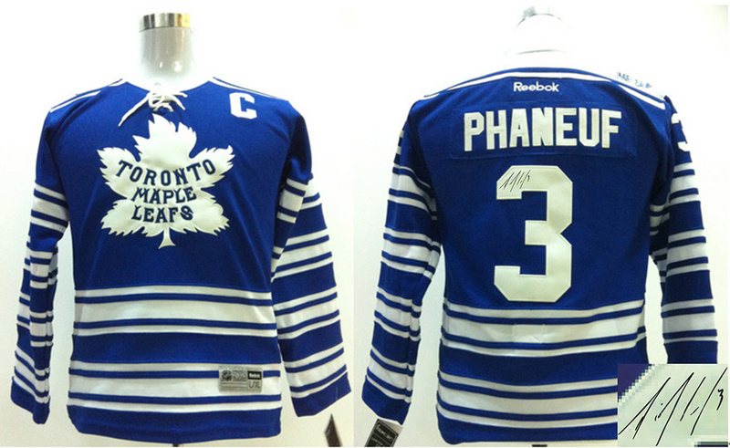 Maple Leafs 3 Phaneuf Blue Classic Signature Edition Youth Jerseys