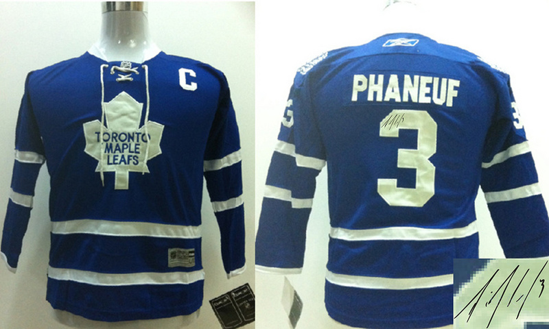 Maple Leafs 3 Phaneuf Blue Signature Edition Youth Jerseys