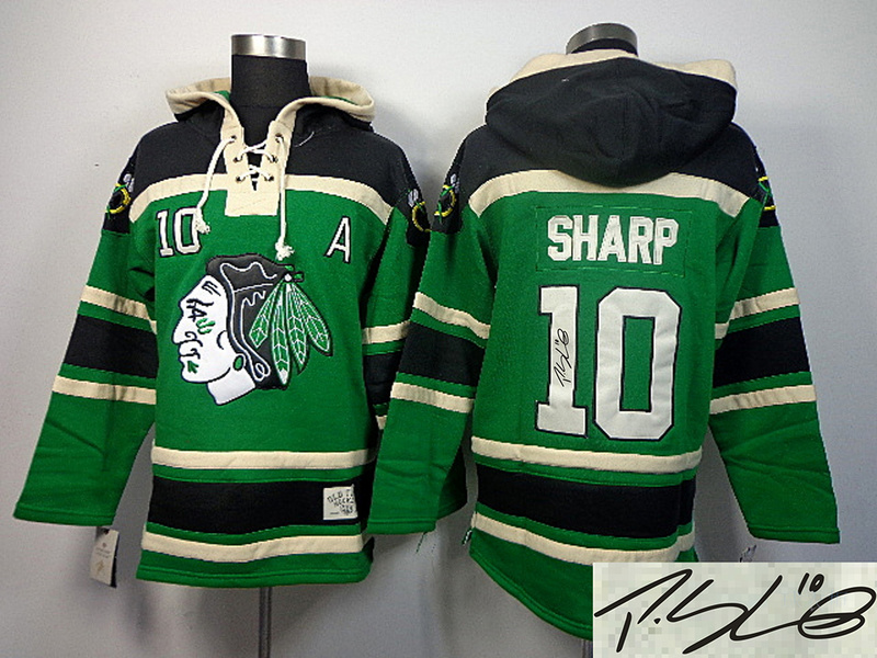 Blackhawks 10 Sharp Green Hooded Signature Edition Jerseys