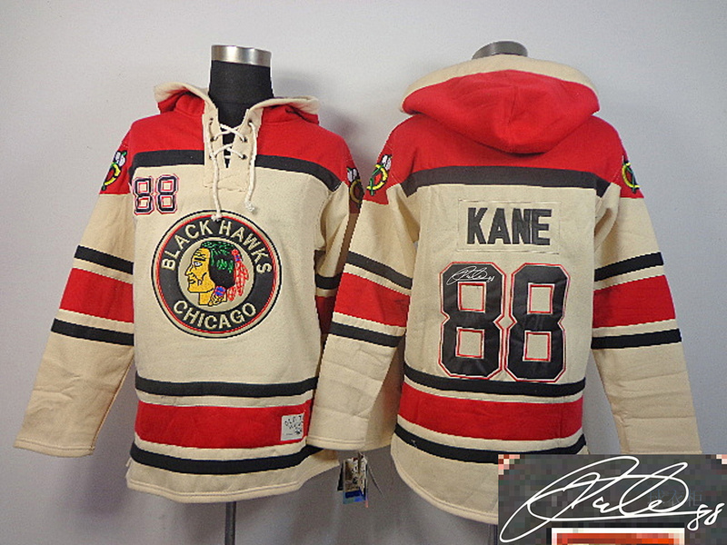Blackhawks 88 Kane Cream Hooded Signature Edition Jerseys