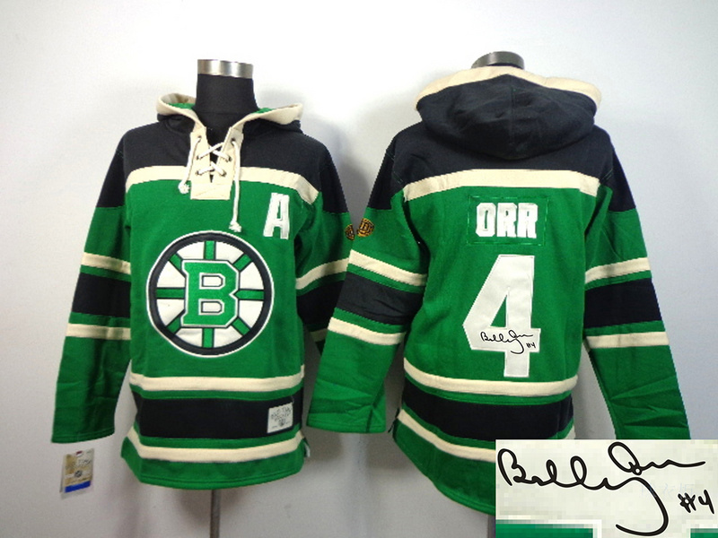 Bruins 4 Orr Green Hooded Signature Edition Jerseys