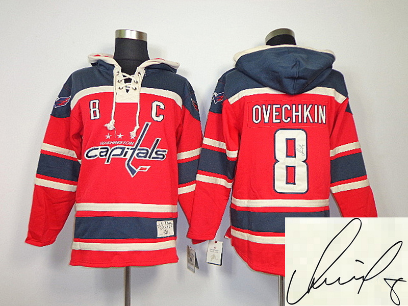 Capitals 8 Ovechkin Red Hooded Signature Edition Jerseys