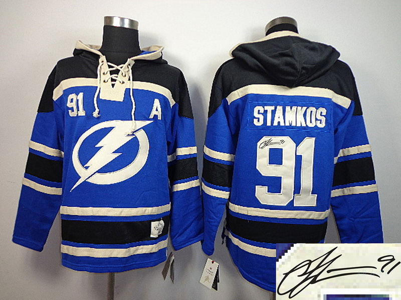 Lightning 91 Stamkos Blue Hooded Signature Edition Jerseys