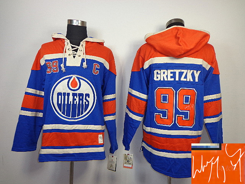 Oilers 99 Gretzky Blue Hooded Signature Edition Jerseys