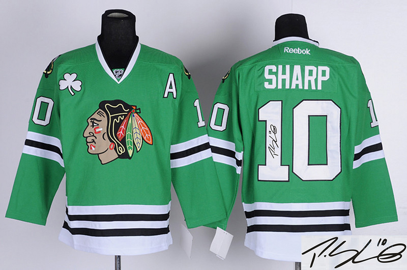 Blackhawks 10 Sharp Green Signature Edition Jerseys
