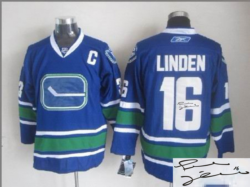 Canucks 16 Linden Blue 3rd Signature Edition Jerseys