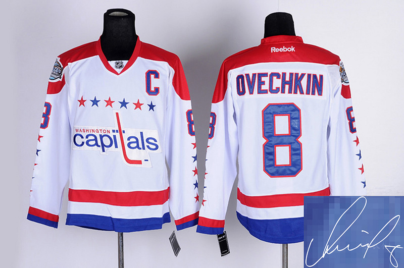 Capitals 8 Ovechkin White Signature Edition Jerseys