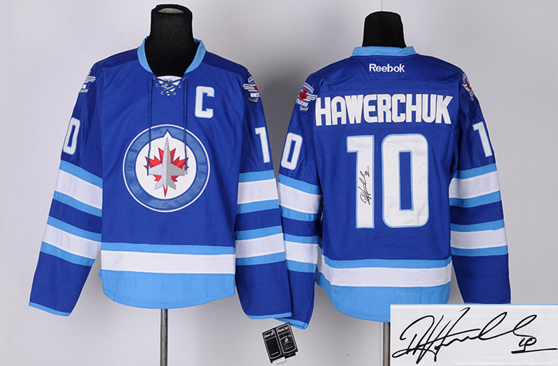 Jets 10 Hawerchuk Blue Signature Edition Jerseys