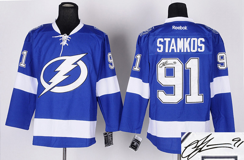 Lightning 91 Stamkos Blue Signature Edition Jerseys