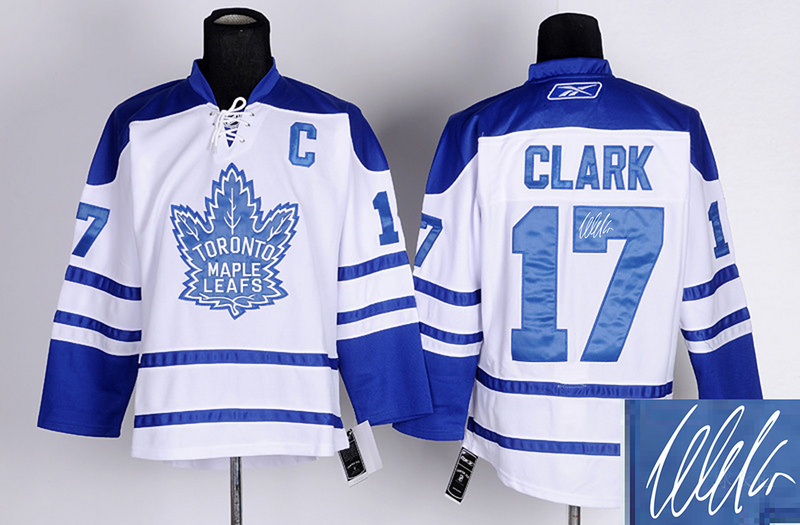 Maple Leafs 17 Clark White Signature Edition Jerseys