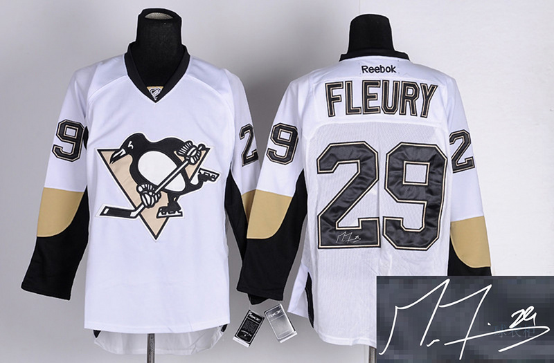 Penguins 29 Fleury White Signature Edition Jerseys - Click Image to Close