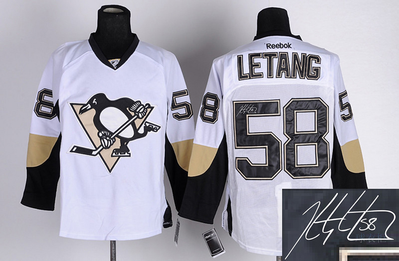 Penguins 58 Letang White Signature Edition Jerseys - Click Image to Close