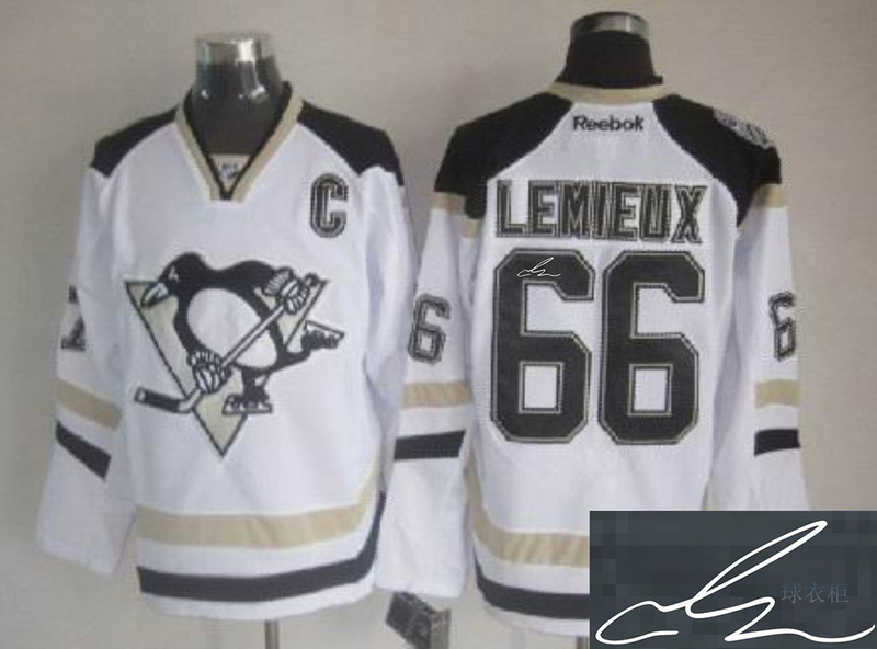 Penguins 66 Lemieux White Signature Edition Jerseys