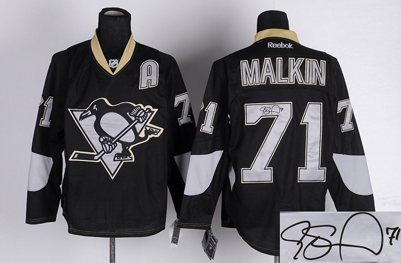 Penguins 71 Malkin Black Signature Edition Jerseys