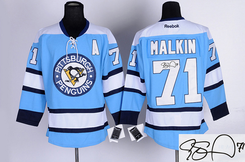 Penguins 71 Malkin Light Blue Signature Edition Jerseys